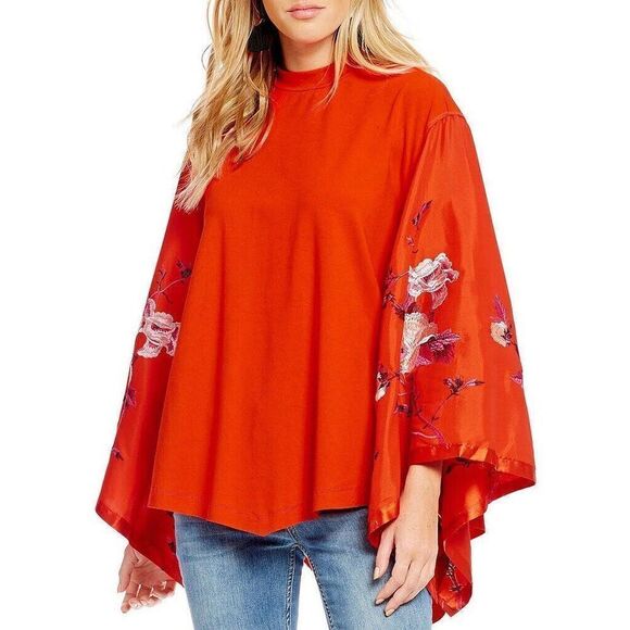 FREE PEOPLE Womens Top Sydneys Tuesday Relaxed Fire Orange Red Size Medium - Picture 1 of 6